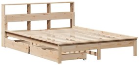 tömör fenyőfa könyvespolcos ágy matrac nélkül 120 x 200 cm