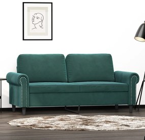 kétszemélyes sötétzöld bársony kanapé 140 cm