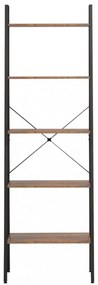 5 szintes sötétbarna és fekete állópolc 56 x 35 x 174 cm