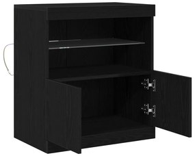LED világítással ellátott fekete tölgy oldalszekrény 60x37x67 cm