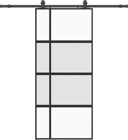 vidaXL fekete edzett üveg tolóajtó fémszerelék szettel 90x205 cm