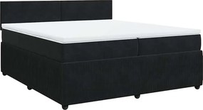 vidaXL fekete bársony rugós ágy matraccal 200x200 cm