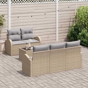 Kerti Kanapé Szett 6 pcs Bézs 55 x 55 x 37 cm Poli rattan