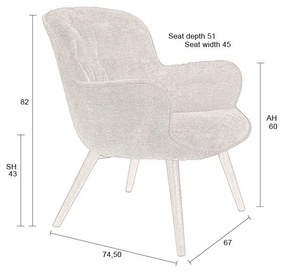 Sötétlila bársony fotel Lenn – Dutchbone