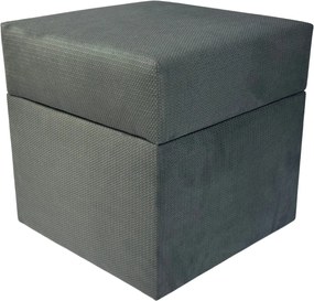 Négyzet alakú nyitható puff finom plüss, kivágásokkal Sötétszürke