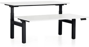 OfficeTech Dual állítható magasságú asztal, 160 x 80 cm, fekete alap, fehér