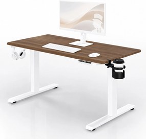 Elektromos, állítható magasságú, ergonomikus, fehér/dió íróasztal,1200x600 mm: ARIA