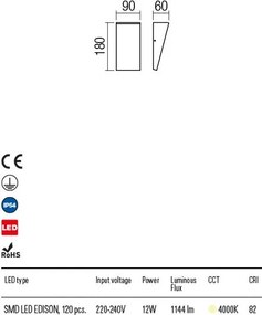 REDO 90022 TOKYO Modern Kültéri Fali Lámpa LED IP54