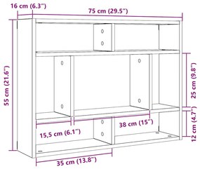 antik fa szerelt fa fali polc 75x16x55 cm