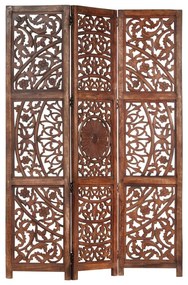 vidaXL 3 paneles barna kézzel faragott mangófa térelválasztó 120 x 165