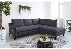 Charming Charlie L antracit kinyitható sarokkanapé, jobb oldali - Miuform