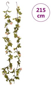 6 db pezsgőszínű karácsonyi virágfüzér 215 cm