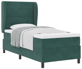 Boxspring Ágy Matrac T sötétzöld 90x190 cm Bársony