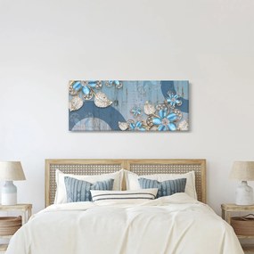 Kép - kék virágok (120x50 cm)