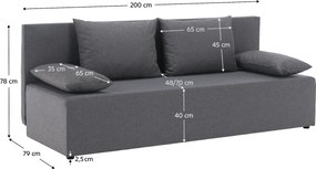 Kihúzható heverő, világosszürke, EUGI