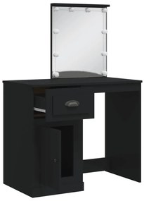 fekete fésülködőasztal LED-lámpákkal 130 x 50 x 132,5 cm
