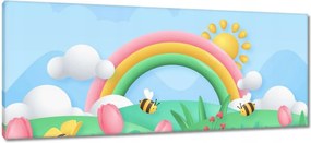 Vászonkép 100x40 Varázslatos rét méhecskével