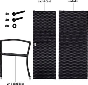 STILISTA Kerti polyrattan pad 122 x 52 cm fekete