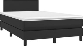 vidaXL fekete műbőr rugós ágy matraccal 120x190 cm