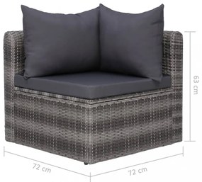4-részes szürke polyrattan kerti ülőgarnitúra párnákkal