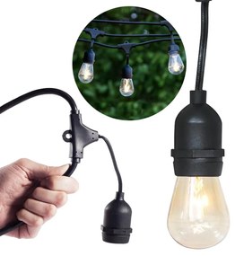 Vízálló dekor égősor, 15 db E27 LED lámpával, 14,6 m, melegfehér