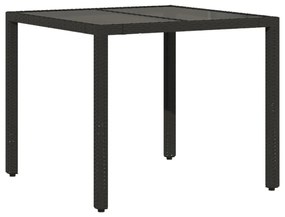 3 részes fekete polyrattan/üveg kerti étkezőgarnitúra párnákkal