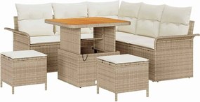 vidaXL Kerti Kanapé Szett párnával 8 pcs Bézs polirattan