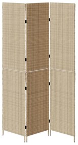 3 paneles válaszfal, hajtogatható, bézs, 146x200 cm, poli rattan