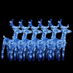 6 db kék akril karácsonyi rénszarvas 240 LED-del