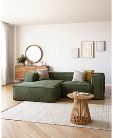 Zöld kordbársony sarokkanapé (bal oldali) Blok – Kave Home