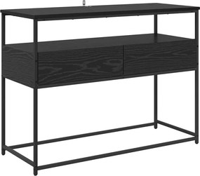 vidaXL Konzolasztal fiókkal Fekete tölgy 100 x 40 x 75 cm Faanyag