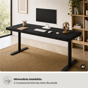 Elektromos ülő-álló íróasztal fiókkal és Qi vezeték nélküli töltővel fekete, 1600 mm: ELLIS