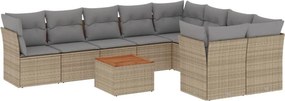 vidaXL 10 részes bézs polyrattan kerti ülőgarnitúra párnával