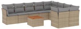 vidaXL 10 részes bézs polyrattan kerti ülőgarnitúra párnával