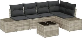 vidaXL Kerti Kanapé Szett 6 pcs Világosszürke polirattan