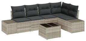 vidaXL Kerti Kanapé Szett 6 pcs Világosszürke polirattan