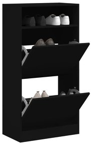 fekete szerelt fa cipőszekrény 60x34x116 cm