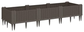 barna polipropilén kerti virágláda cövekekkel 125x40x28,5 cm