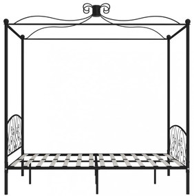 fekete fém baldachinos ágykeret 160 x 200 cm
