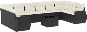 vidaXL 11 részes fekete polyrattan kerti ülőgarnitúra párnákkal