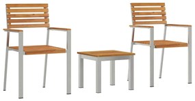 vidaXL Kert étkező szett 3 pcs Barna Tömör Teakfa