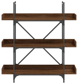 3-szintes barna tölgy szerelt fa könyvespolc 100x33x108,5 cm