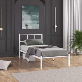 ROVAN masszív fém egyszemélyes ágy 90x200 cm, fehér, teherbírás 120 kg