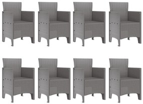 9 Darabos Kerti Étkezőgarnitúra Fehér Poli Rattan