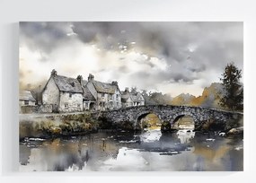 Vászonkép Canvas Tájkép Anglia Város Házak Folyó Híd 120x80