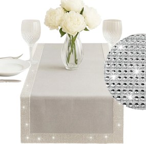 Glamour asztali futó Szürke Elegáns Ezüst Strasszok 40x160 fényes