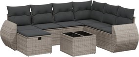 vidaXL 8 részes szürke polyrattan kerti ülőgarnitúra párnákkal
