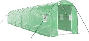 vidaXL zöld acélvázas melegház 24 m² 12 x 2 x 2 m