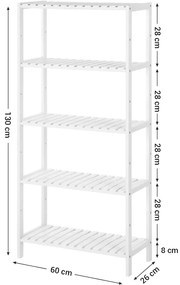 Bambusz polc fürdőszobába, konyhába, 5 szintes 60x26x130cm