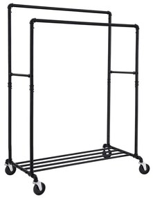 RARE dupla ruhatartó állvány, vízcsövekkel 100x59x162cm, fekete SongmicsHome